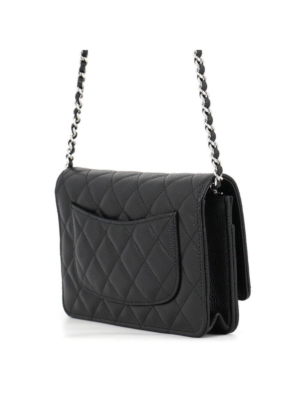 Chanel Chain Wallet Classic Quilted CC Logo Caviar Leather Black Shoulder - Picture 2 of 10